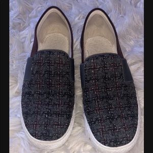 Chanel 16B Grey Tweed Burgundy Suede
